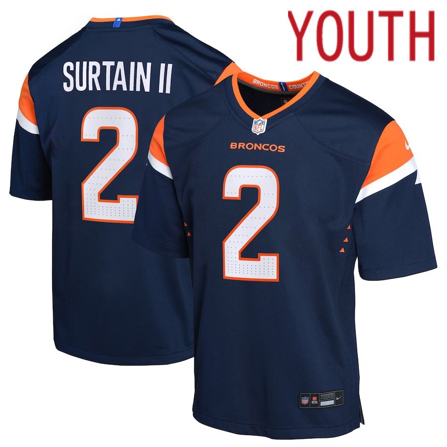 Youth Denver Broncos #2 Patrick Surtain II Nike Navy Alternate Game NFL Jersey->women nfl jersey->Women Jersey